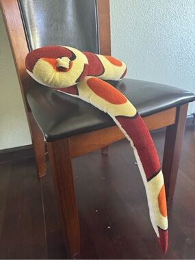 LUC Plush Snake Reptile Toy - Red, Orange & Cream